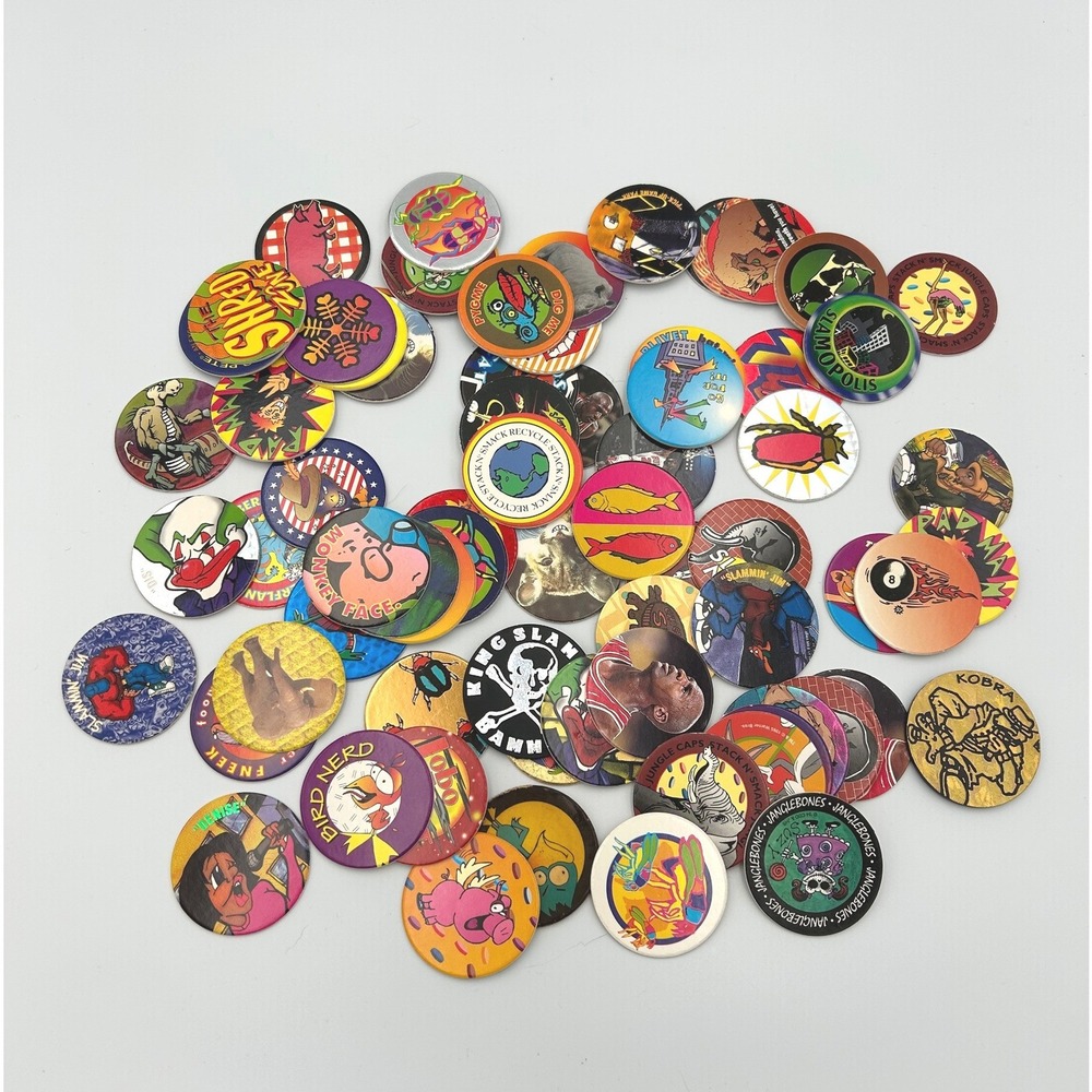 Vintage 90s POGs Milk Caps Lot Michael Jordan King Slammer Kobra with Tube